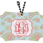 Blue Paisley Rear View Mirror Ornament (Personalized)