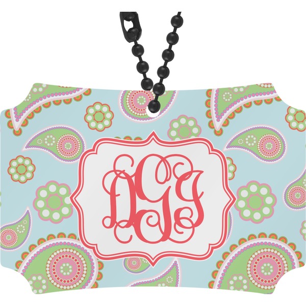 Custom Blue Paisley Rear View Mirror Ornament (Personalized)