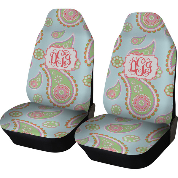Custom Blue Paisley Car Seat Covers (Set of Two) (Personalized)