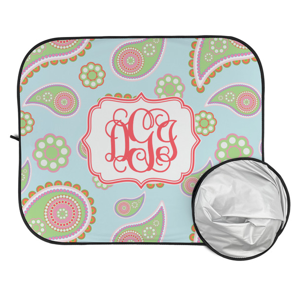 Blue Paisley Car Sun Shades - FOLDED & UNFOLDED