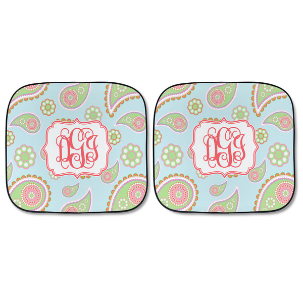 Blue Paisley Car Sun Shades - FRONT