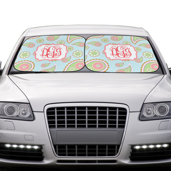 Blue Paisley Car Sun Shades - IN CONTEXT