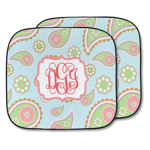 Custom Blue Paisley Car Sun Shade - Two Piece (Personalized)