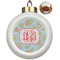 Blue Paisley Ceramic Ball Ornaments - Poinsettia Garland (Personalized)