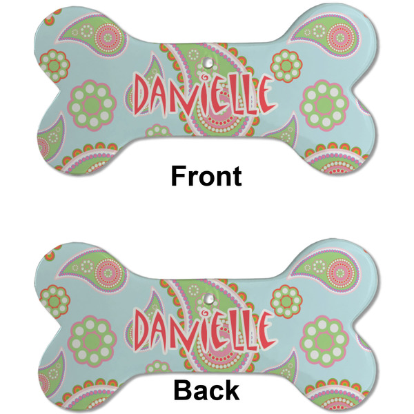 Blue Paisley Ceramic Flat Ornament - Bone Front & Back (APPROVAL)