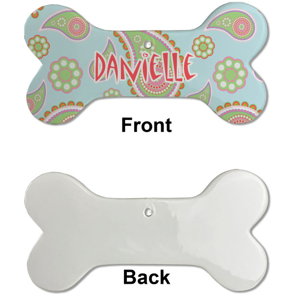 Blue Paisley Ceramic Flat Ornament - Bone Front & Back Single Print (APPROVAL)