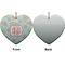 Blue Paisley Ceramic Flat Ornament - Heart Front & Back (APPROVAL)