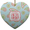 Blue Paisley Ceramic Flat Ornament - Heart (Front)