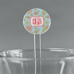 Blue Paisley 5.5" Round Plastic Stir Sticks - Clear (Personalized)