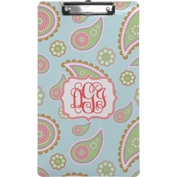 Custom Blue Paisley Clipboard (Legal Size) (Personalized)