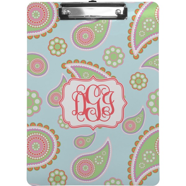 Custom Blue Paisley Clipboard (Letter Size) (Personalized)