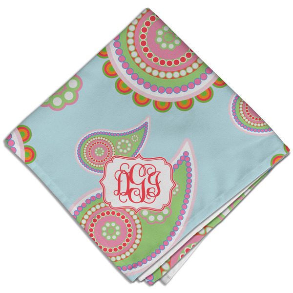Blue Paisley Cloth Napkins - Personalized Dinner (Folded Four Corners)