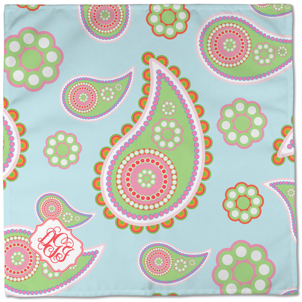 Blue Paisley Cloth Napkins - Personalized Dinner (Full Open)