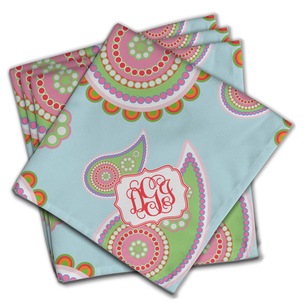 Custom Blue Paisley Cloth Napkins (Set of 4) (Personalized)