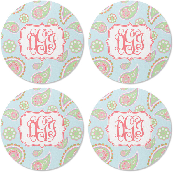 Blue Paisley Coaster Round Rubber Back - Apvl