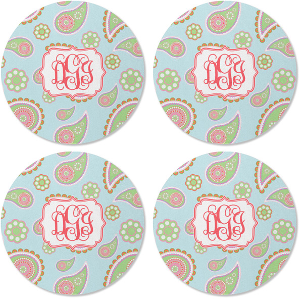 Blue Paisley Coaster Round Rubber Back - Apvl