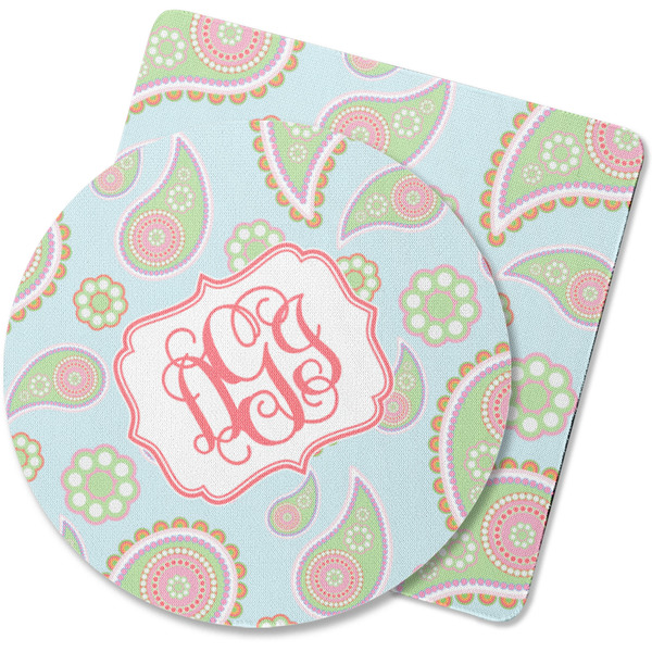 Custom Blue Paisley Rubber Backed Coaster (Personalized)