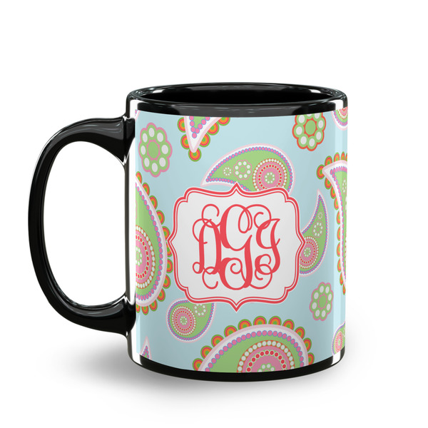 Blue Paisley Coffee Mug - 11 oz - Black
