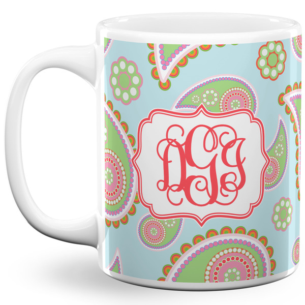 Custom Blue Paisley 11 Oz Coffee Mug - White (Personalized)
