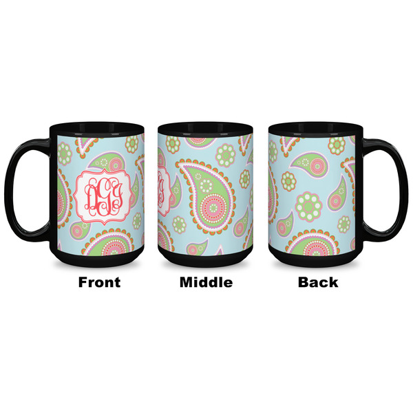 Blue Paisley Coffee Mug - 15 oz - Black APPROVAL