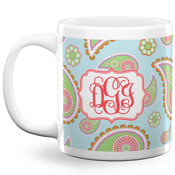 Custom Blue Paisley 20 Oz Coffee Mug - White (Personalized)