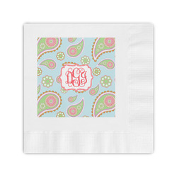 Blue Paisley Coined Cocktail Napkins (Personalized)