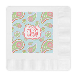 Blue Paisley Embossed Decorative Napkins (Personalized)