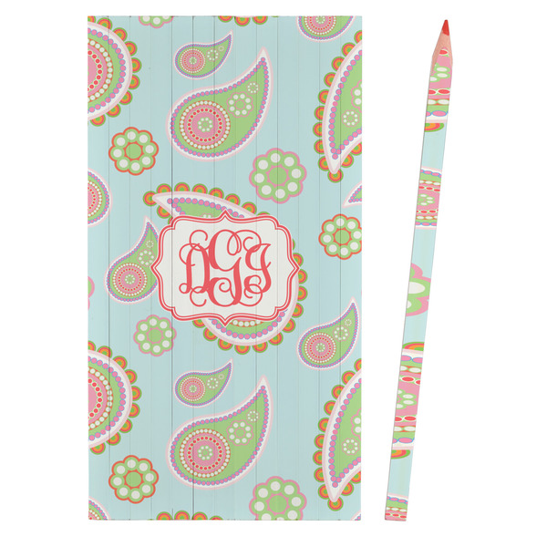 Blue Paisley Colored Pencils - Front View