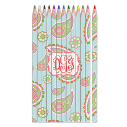 Blue Paisley Colored Pencils (Personalized)