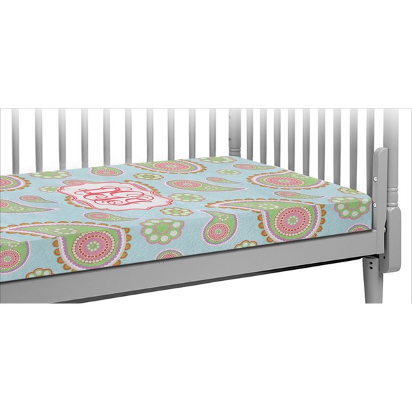 Custom Blue Paisley Crib Fitted Sheet (Personalized)