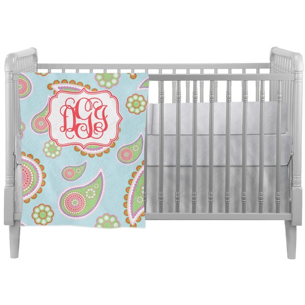 Custom Blue Paisley Crib Comforter / Quilt (Personalized)