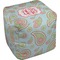 Blue Paisley Cube Poof Ottoman (Top)