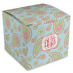 Blue Paisley Cube Favor Gift Boxes (Personalized)
