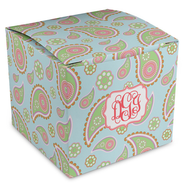 Custom Blue Paisley Cube Favor Gift Boxes (Personalized)