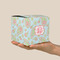 Blue Paisley Cube Favor Gift Box - On Hand - Scale View
