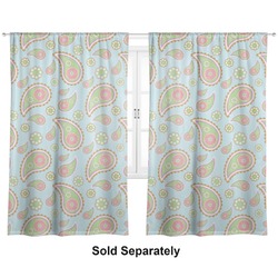 Blue Paisley Curtain Panel - Custom Size