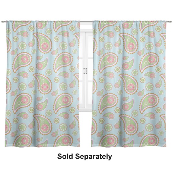 Custom Blue Paisley Curtain Panel - Custom Size