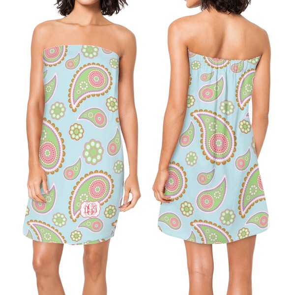 Blue Paisley Custom Bath Wrap - Front & Back View