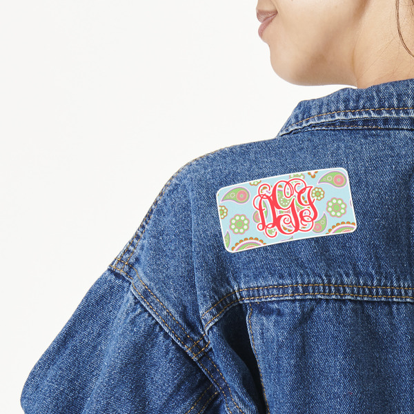 Custom Blue Paisley Twill Iron On Patch - Custom Shape - Large (Personalized)