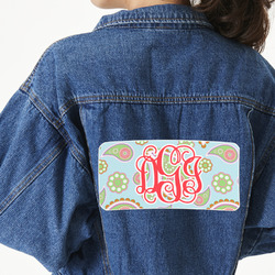 Blue Paisley Twill Iron On Patch - Custom Shape - 3XL (Personalized)