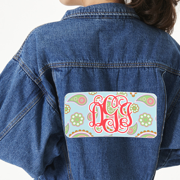 Custom Blue Paisley Twill Iron On Patch - Custom Shape - 3XL (Personalized)