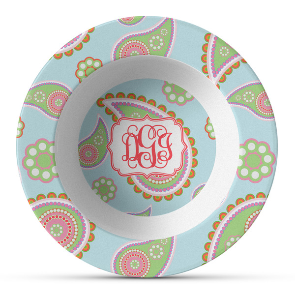 Custom Blue Paisley Plastic Bowl - Microwave Safe - Composite Polymer (Personalized)