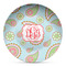 Blue Paisley Microwave Safe Plastic Plate - Composite Polymer (Personalized)