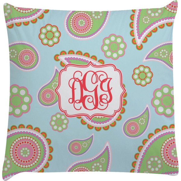 Custom Blue Paisley Decorative Pillow Case (Personalized)