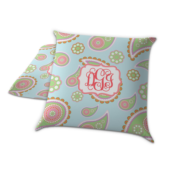 Blue Paisley Decorative Pillow Case - TWO