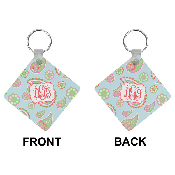 Blue Paisley Diamond Keychain (Front + Back)
