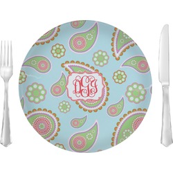 Blue Paisley 10" Glass Lunch / Dinner Plates - Single or Set (Personalized)