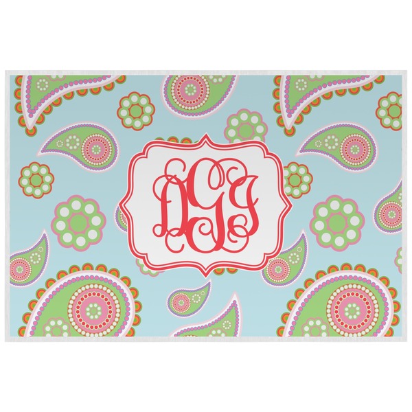 Custom Blue Paisley Laminated Placemat w/ Monogram