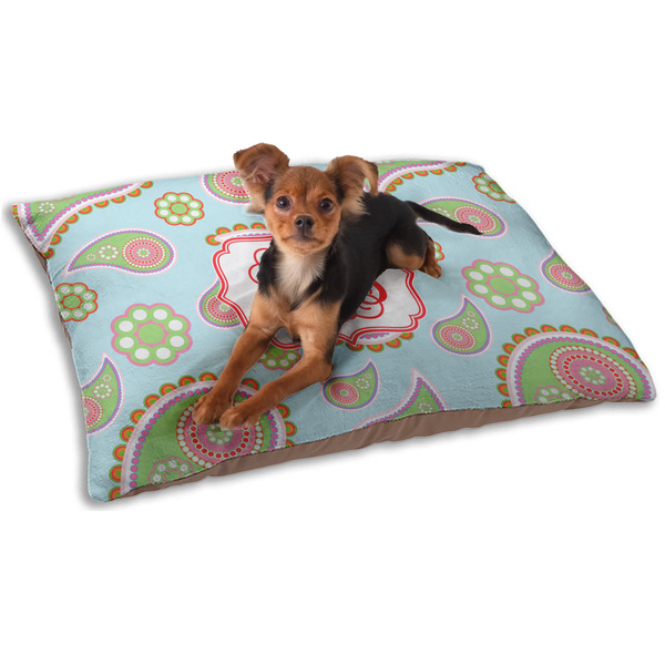 Custom Blue Paisley Dog Bed - Small w/ Monogram