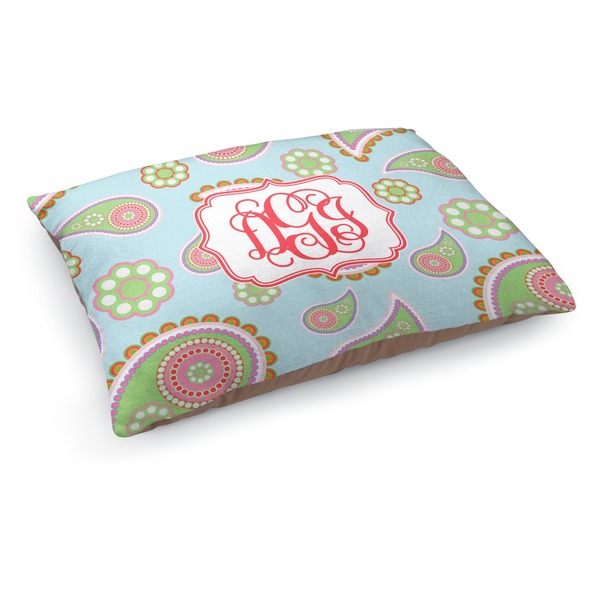 Custom Blue Paisley Dog Bed - Medium w/ Monogram